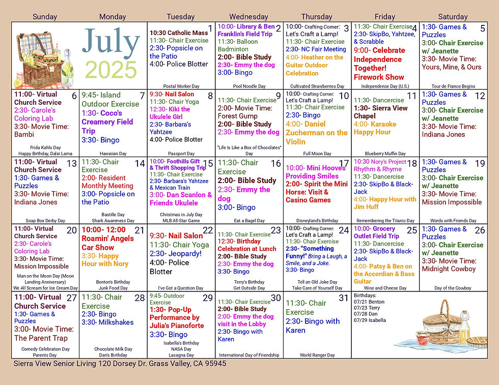 July 2025 Calendar