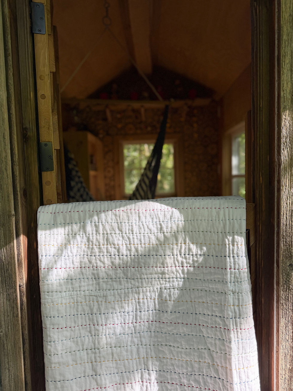 Thumbnail: Rainbow hand stitched whole cloth quilt