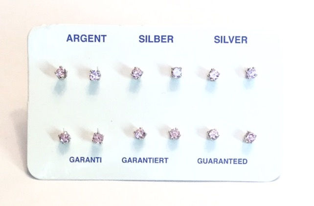 Miniatura: Punto luce 3mm a griffe pietra colorata (6 paia)