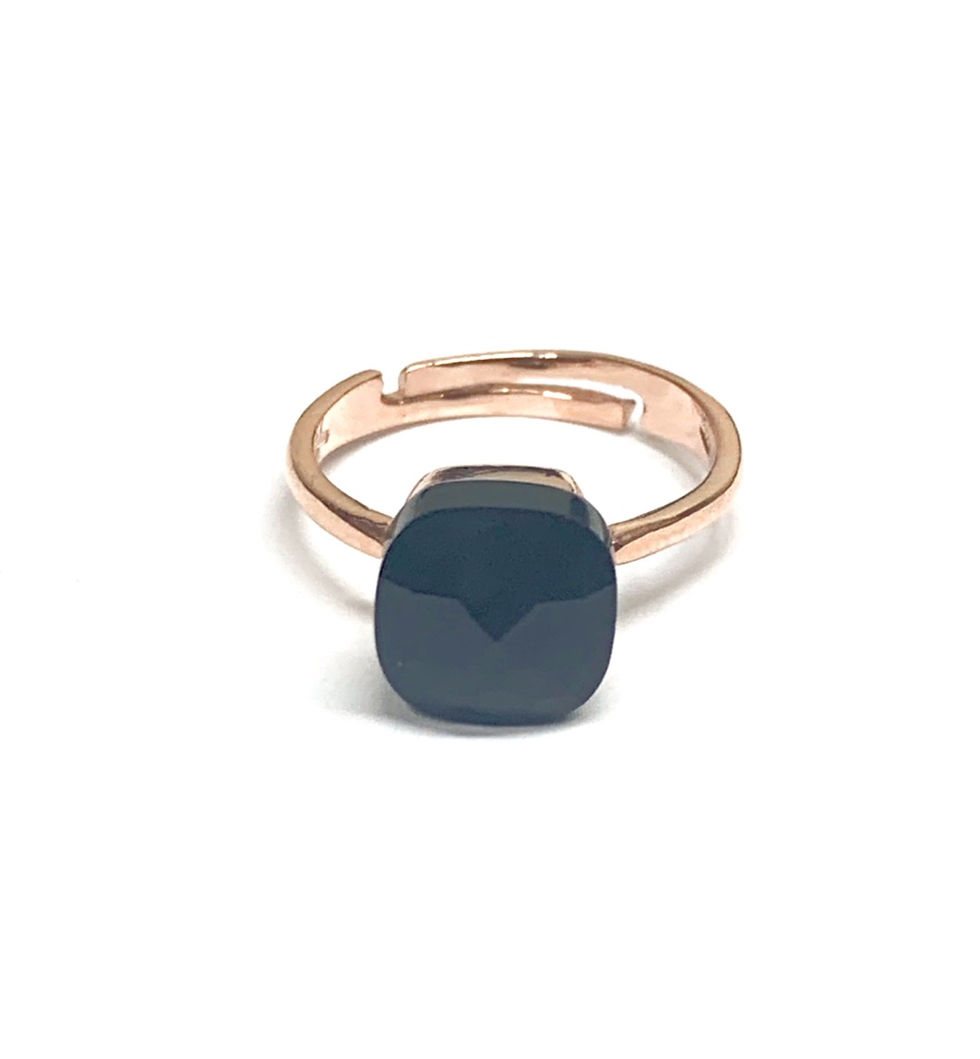 Miniature : Anello con pietra quadrata sfaccettata con gambo regolabile