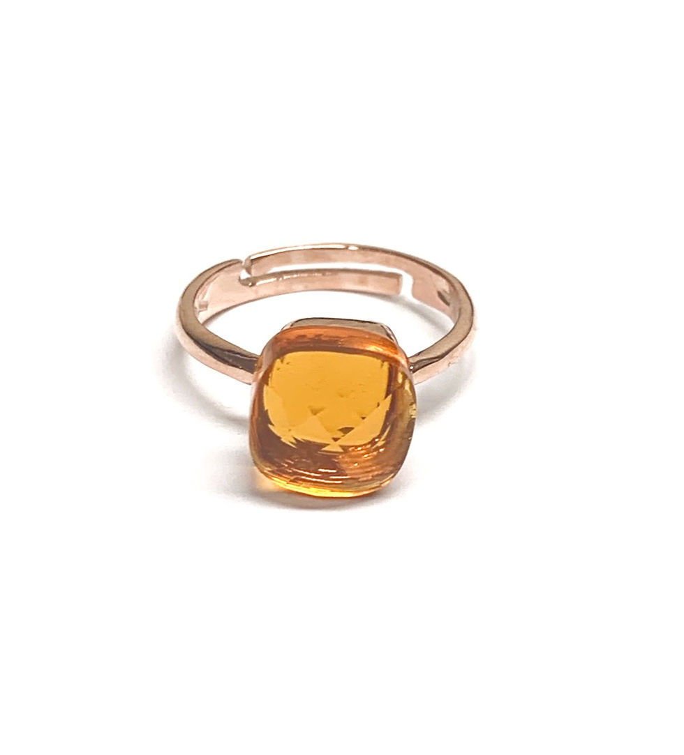 Miniature : Anello con pietra quadrata sfaccettata con gambo regolabile
