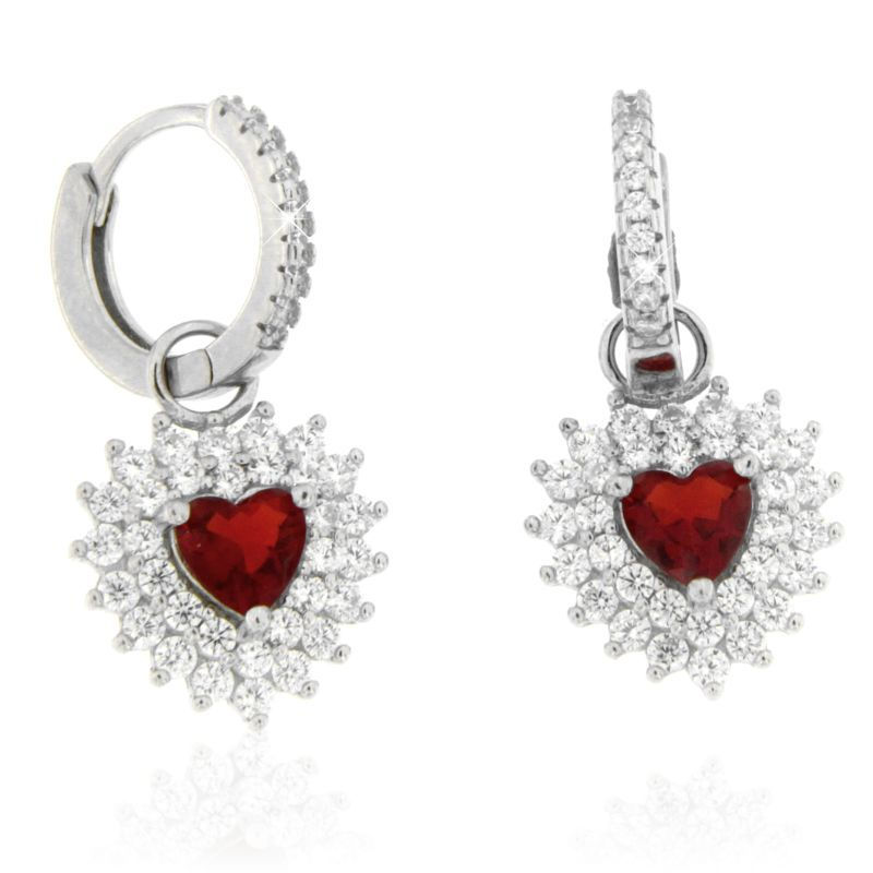 Miniatura: Scattini con cuore zircone color e doppio giro di zirconi