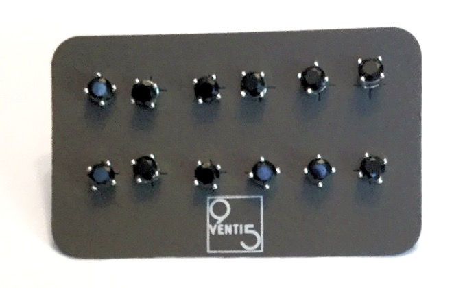Miniatura: Punto luce a griffe 5mm pietra colorata (6 paia)