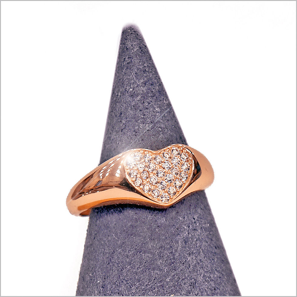 Miniaturbild: Anello Chevalier cuore zirconi bianchi base regolabile
