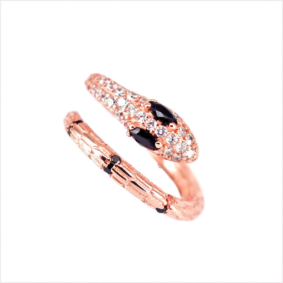 Miniature : Anello serpente con zirconi bianchi e colorati gambo regolabile