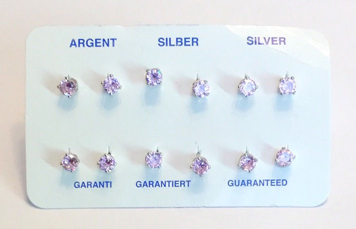 Miniatura: Punto luce a griffe 4mm pietra colorata (6 paia)