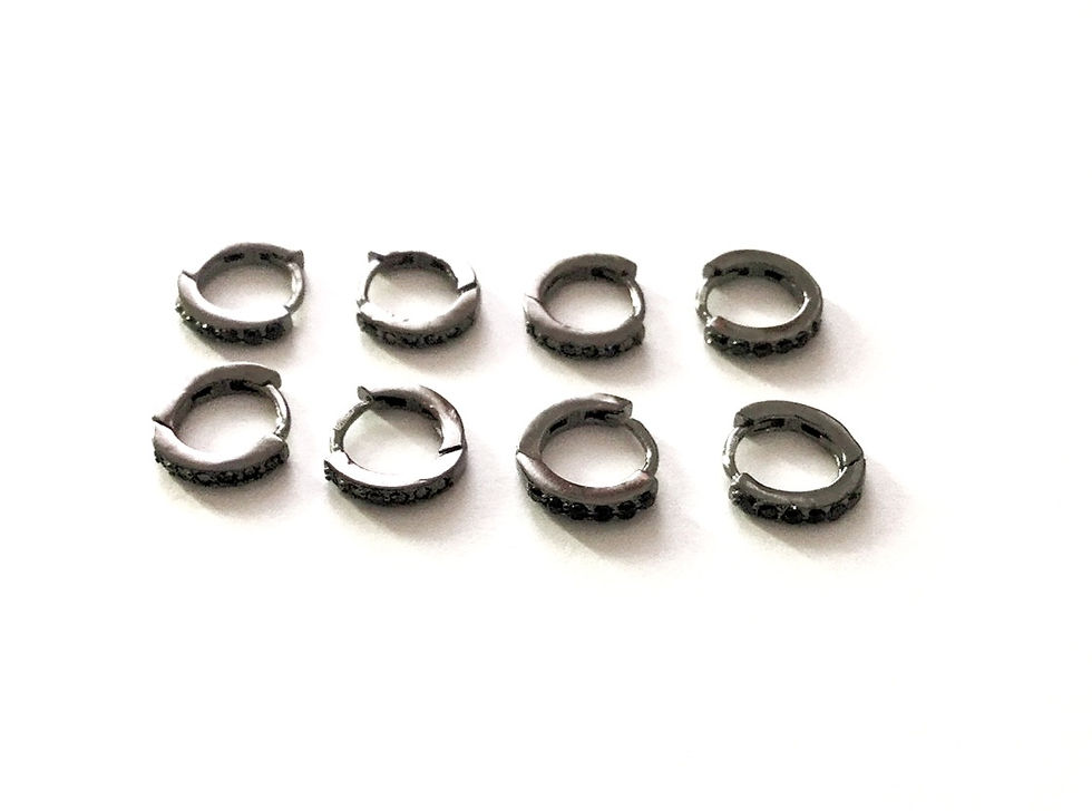 Miniatura: 10mm zirconi neri (4 paia)