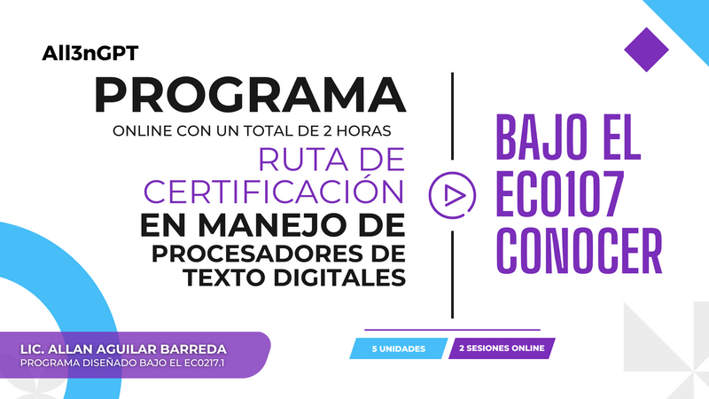 a poster for a program called ruta de certificacion en manejo de procesadores de texto digitales