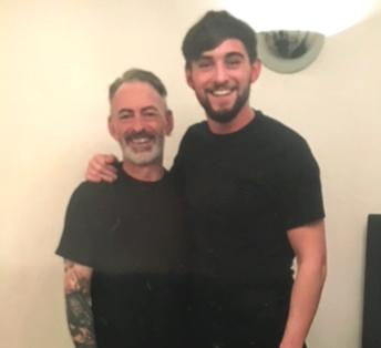 Wayne Osborne, left, with his son just a few days before a scan revealed Wayne had a brain tumour caused by mesothelioma