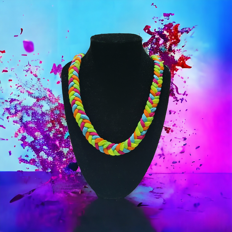 Thumbnail: Bright  Extra Thick 5 Strand Fabric Chewelry Necklace