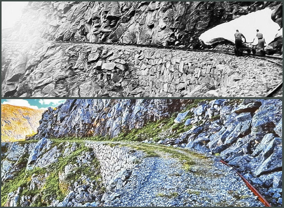 Da og no: Spora er enno tydelege mange stader! Fotomontasje frå lerretet