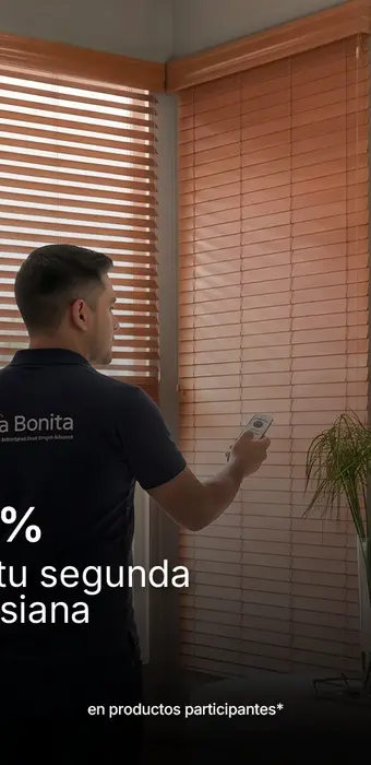 Promoción de 50% en la segunda persiana con persianas de madera motorizadas