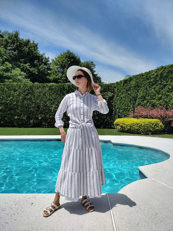 Blue & White Modest Outfits for a Mediterranean Vacation Blue & White Modest Outfits for a Mediterranean Vacation