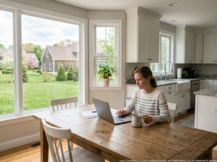 Connecticut homeowner utilizing digital channels to compare insurance quotes on a laptop.