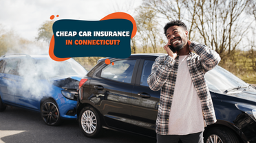 Blue car driving on a road lined with cars and autumn trees. The background features vibrant yellow and orange leaves, creating a lively scene.