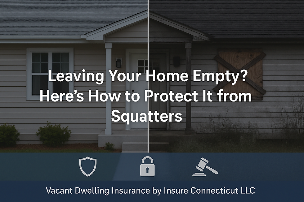 Split image of a home, half well-kept, half boarded up. Text: "Leaving Your Home Empty? Here’s How to Protect It from Squatters."