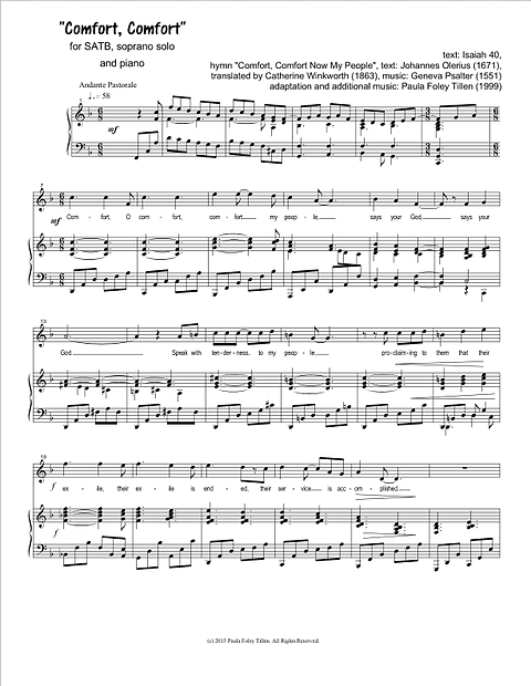 Comfort Comfort For Satb Soprano Solo Piano P F Tillen