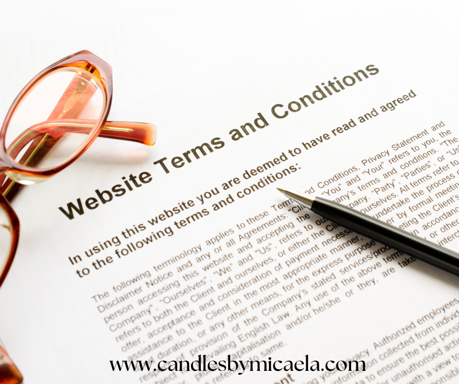 High angle view of a laptop screen showing a candle business website