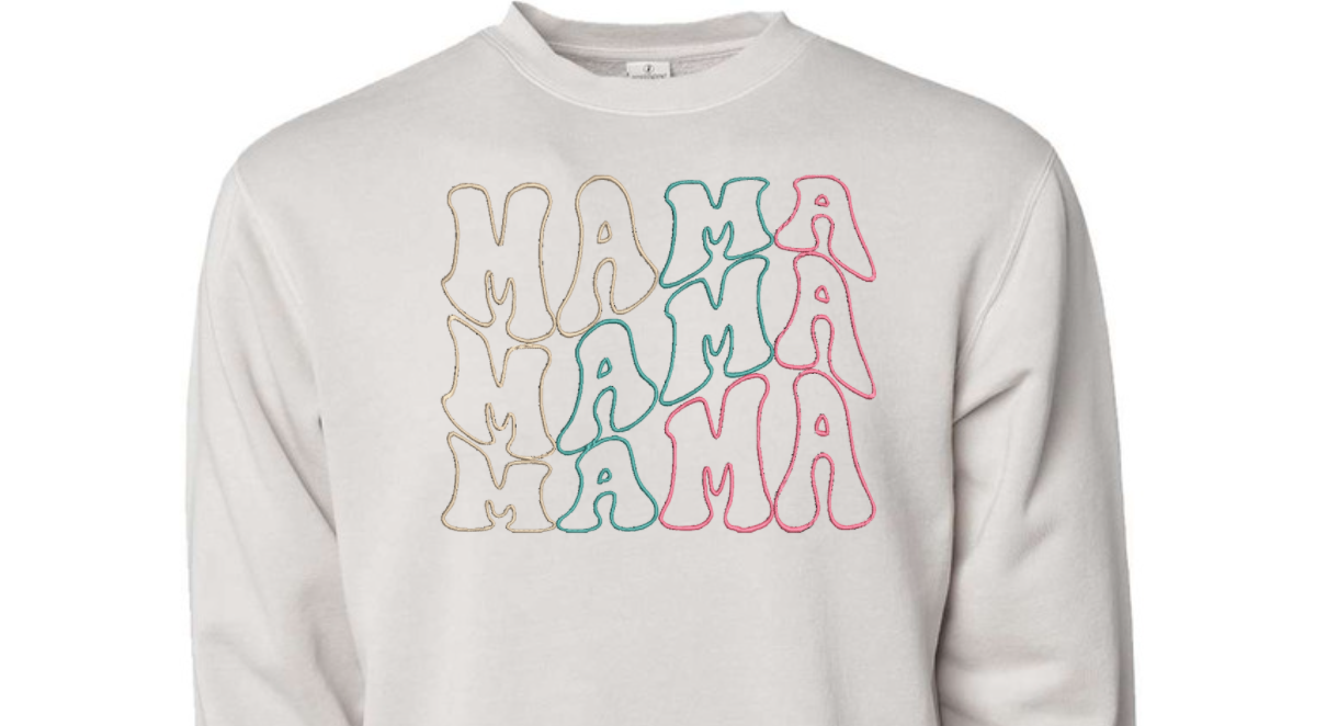 Mom, Mother, Mama Embroidered Crewneck Sweatshirt