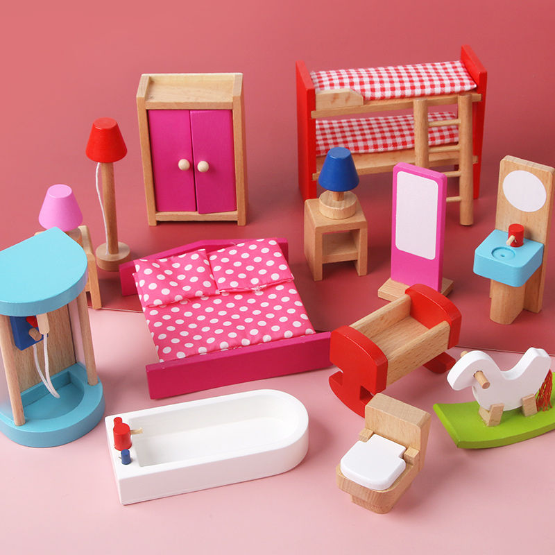 Miniaturbild: Mini-Möbel-Sets aus Holz,Schlafzimmer, Wohnzimmer, Küche, Badezimmer-Accessoires
