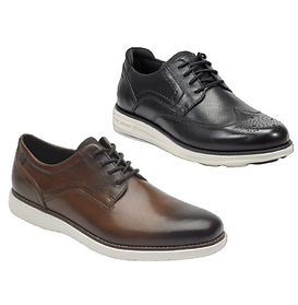 Rockport footwear Coltin black leather brogue wingtip shoe Garrett mahogany brown plain toe shoe
