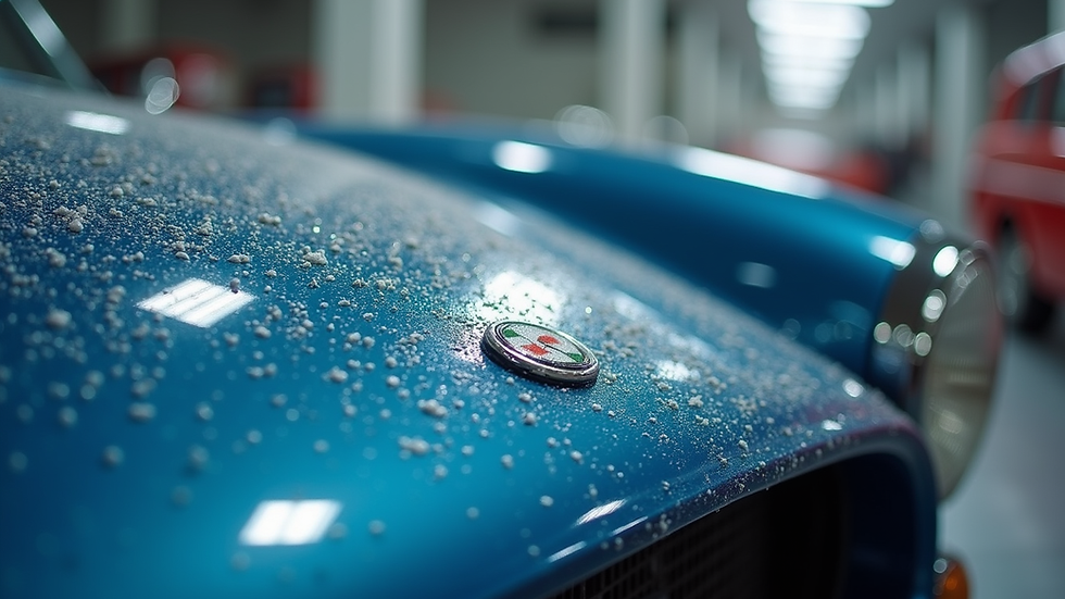 Close-up view of a shiny car hood after professional cleaning