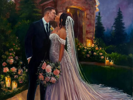 oil painting of a couple on their wedding day by Kimberly Daniel