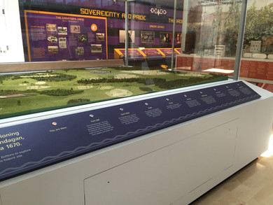 A topographic map of the site of Ganondagan in the SACC Gallery