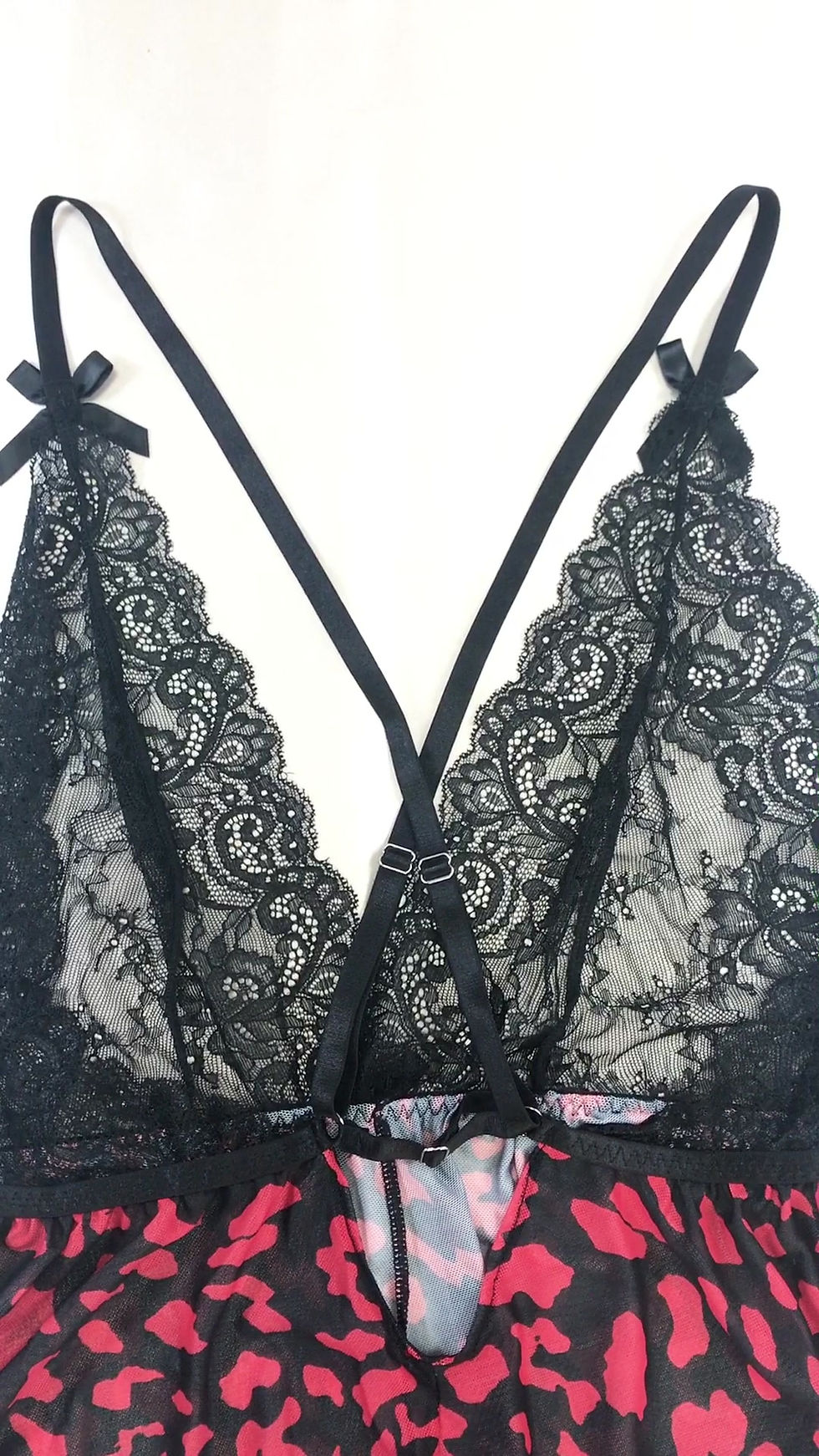 Thumbnail: Sexy Lace Floral Print Plunge Neck Teddy
