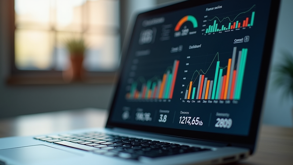 Close-up view of a laptop screen showing an online finance course dashboard