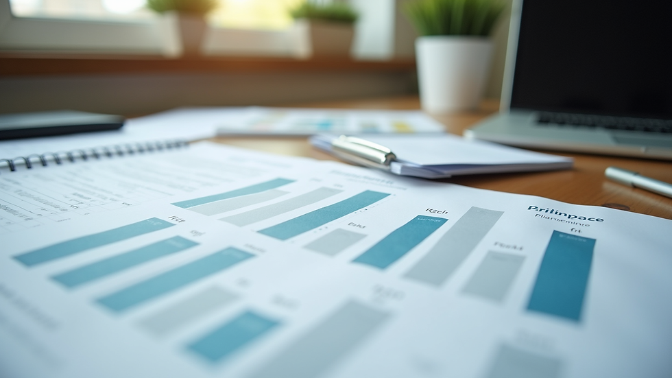 Close-up view of financial planning materials on a desk