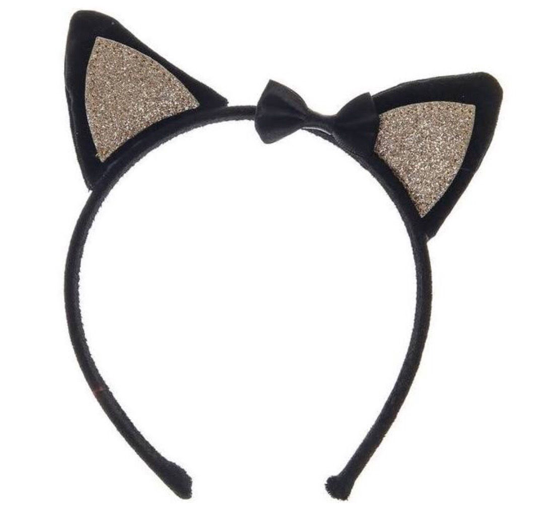 Cat Ears Headband - Black-Gold