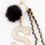 Thumbnail: Gold Bling Initial Pom Pom Keychain - Black, S