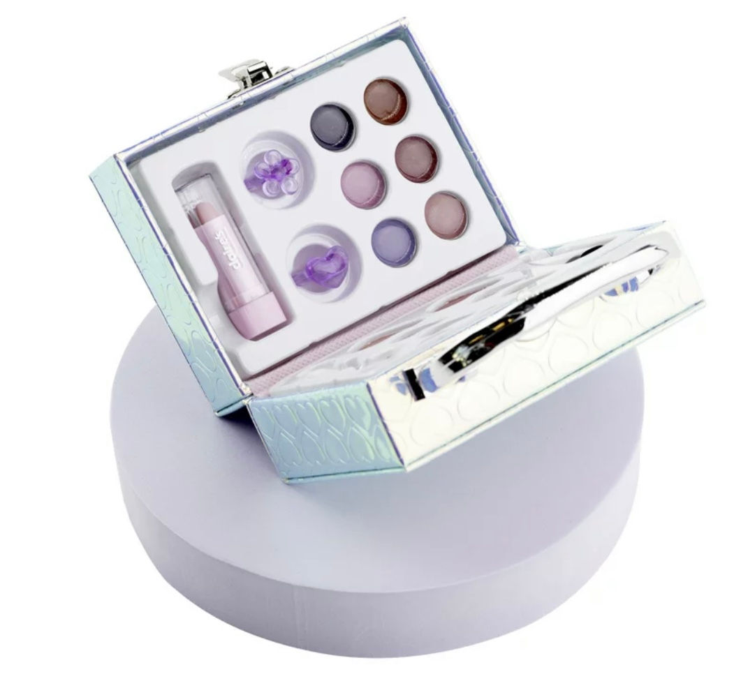 Tiny Travel Makeup Set for Little Girls, Holographic Case, Cute Gift