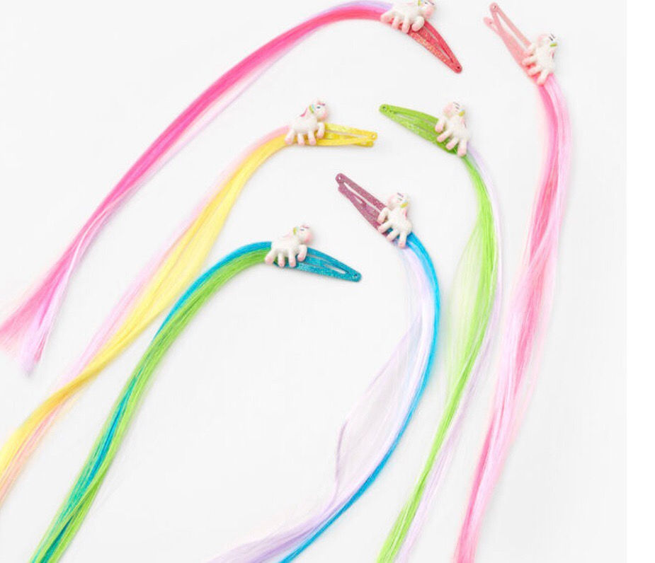 Faux Hair Unicorn Snap Hair Clips - 6 Pack