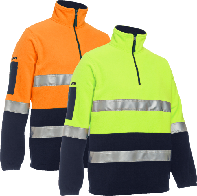 5x Hi Vis (D+N) 1/2 Zip Polar - Front Print