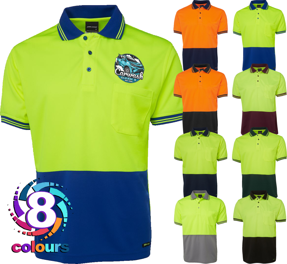 5x Traditional Hi Vis Cuff Polo - Front Print