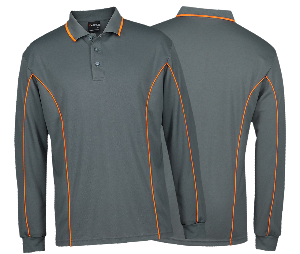 Thumbnail: 5x Podium L/S Piping Polo - Front Print