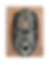 Black, white, and gold tribal mask with geometric patterns