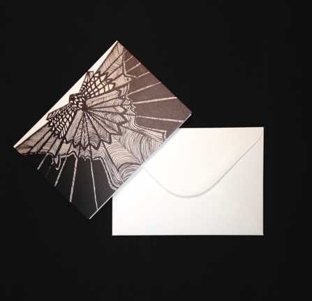 Thumbnail: Greeting card: Abstract black and white ink drawing with white envelope, (Unframed),