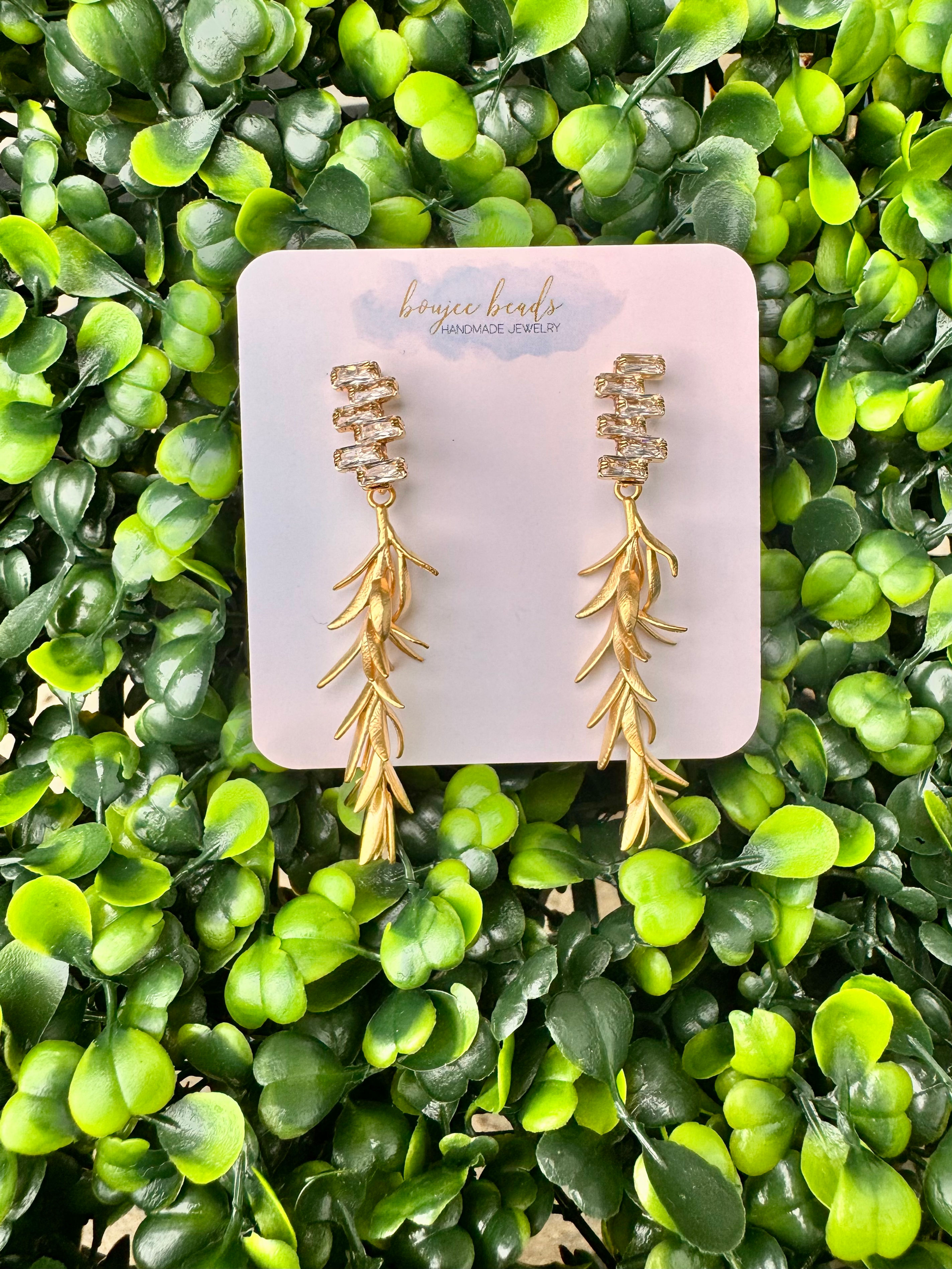 Fringe Leaf Statement Earrings 