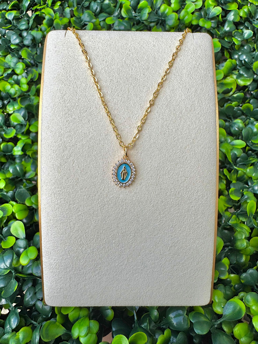 Thumbnail: Rhinestone Mary Necklace - Kiddie Size 14in.