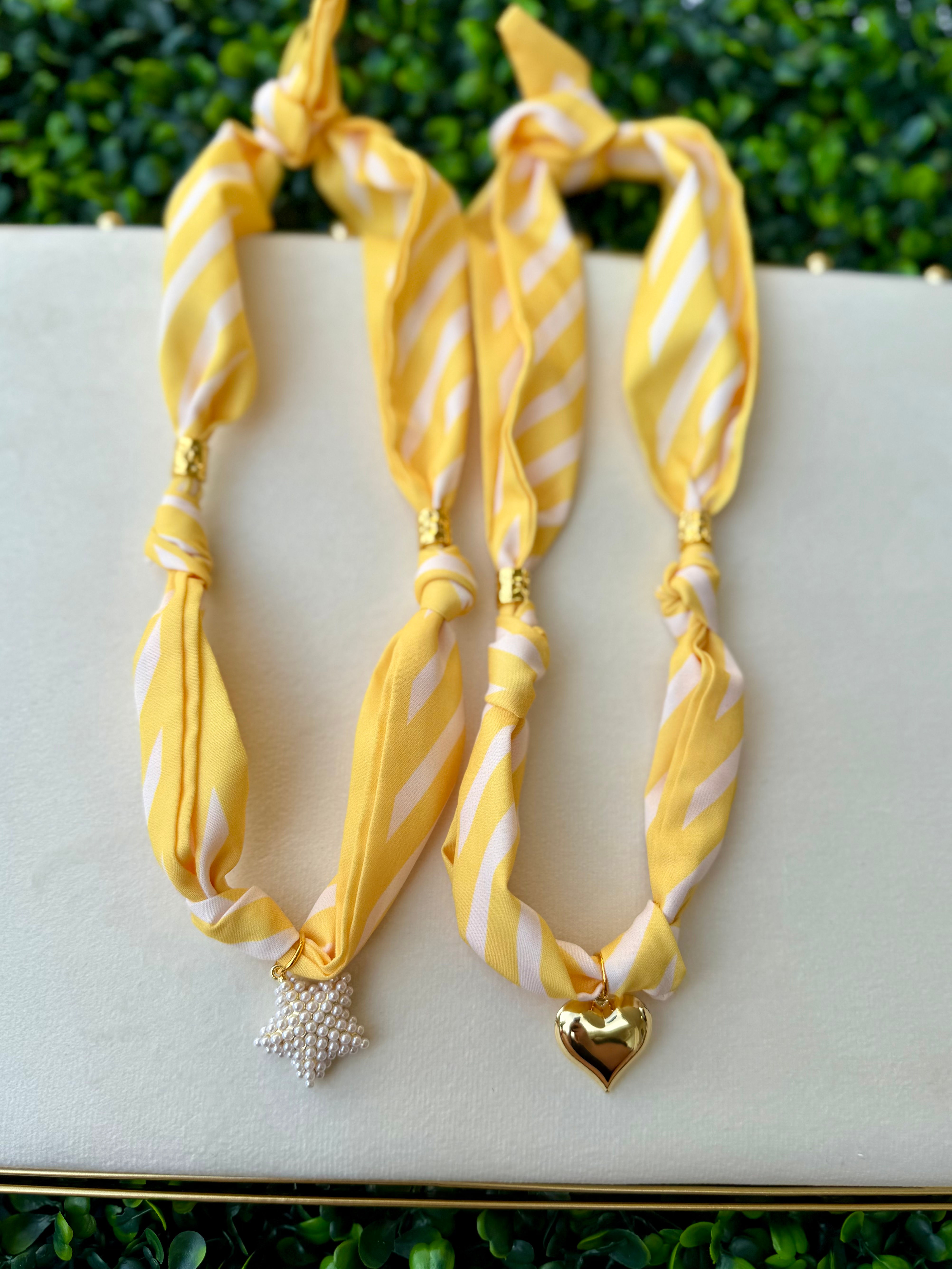 Yellow Stripe Scarf Necklace