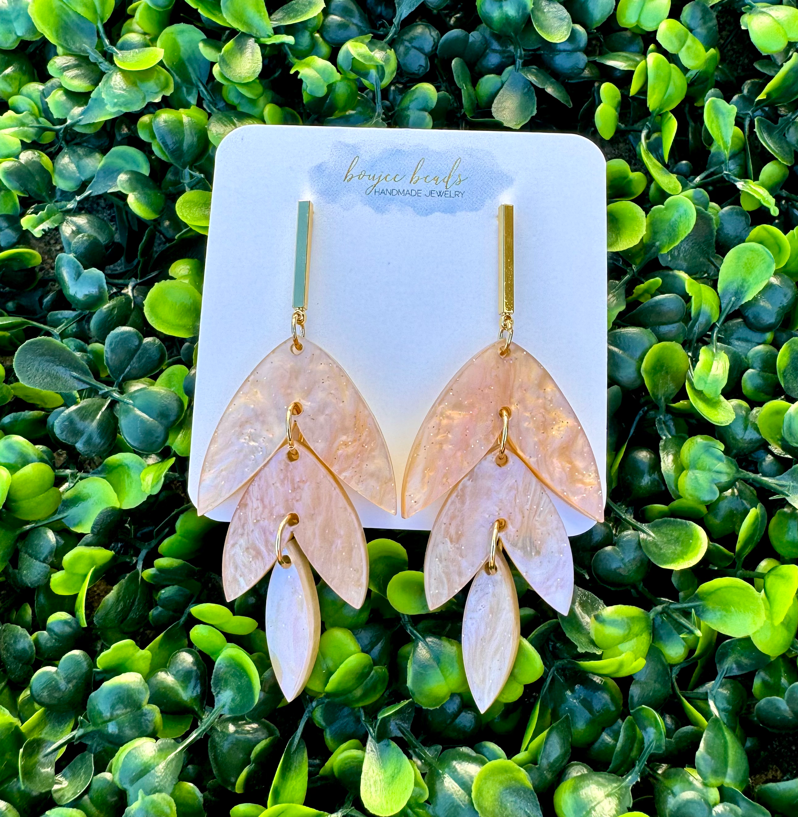 Golden Galaxy Leaf Drop Earrings