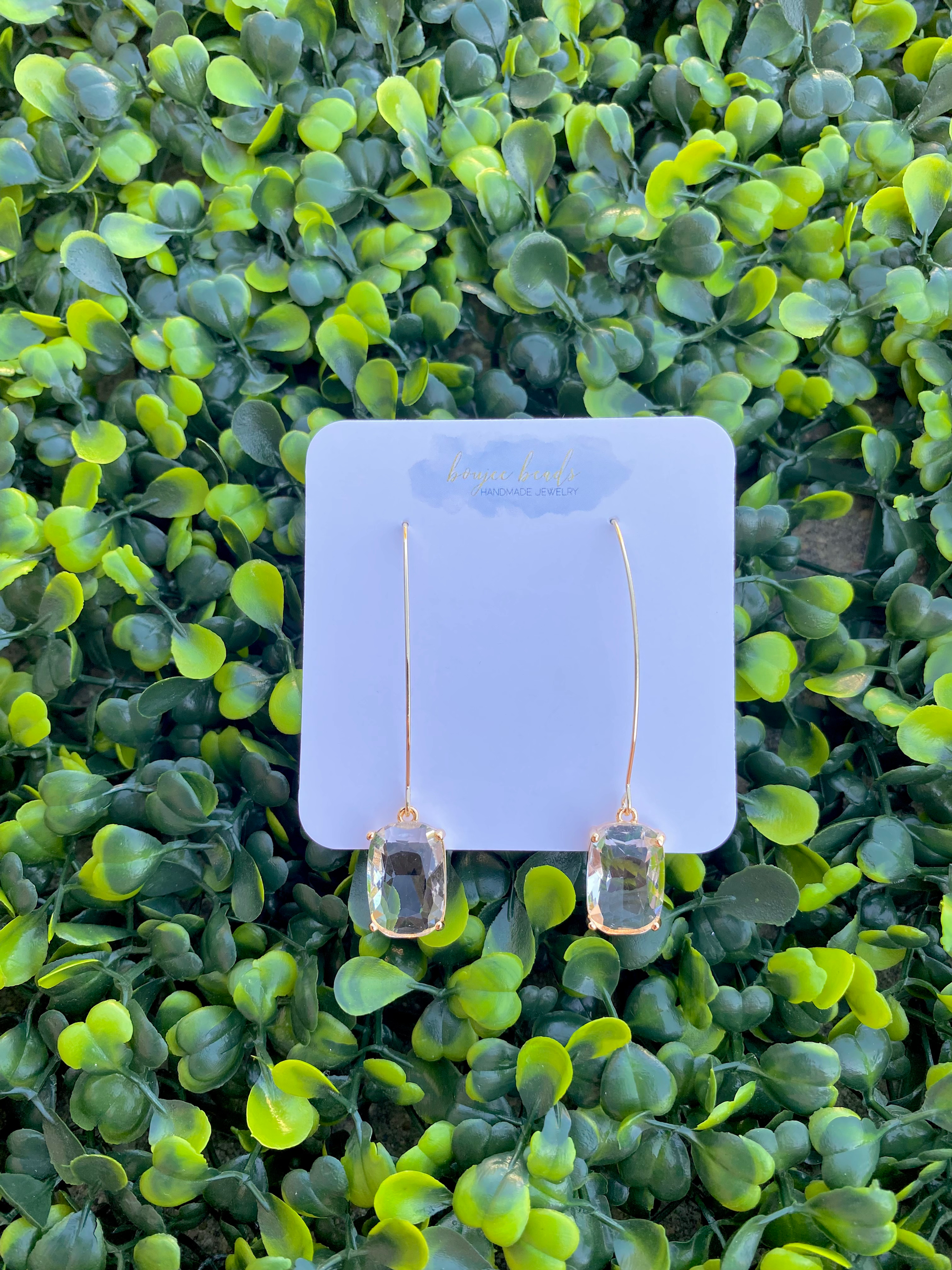 Crystal Clear Square Dangle Earrings 