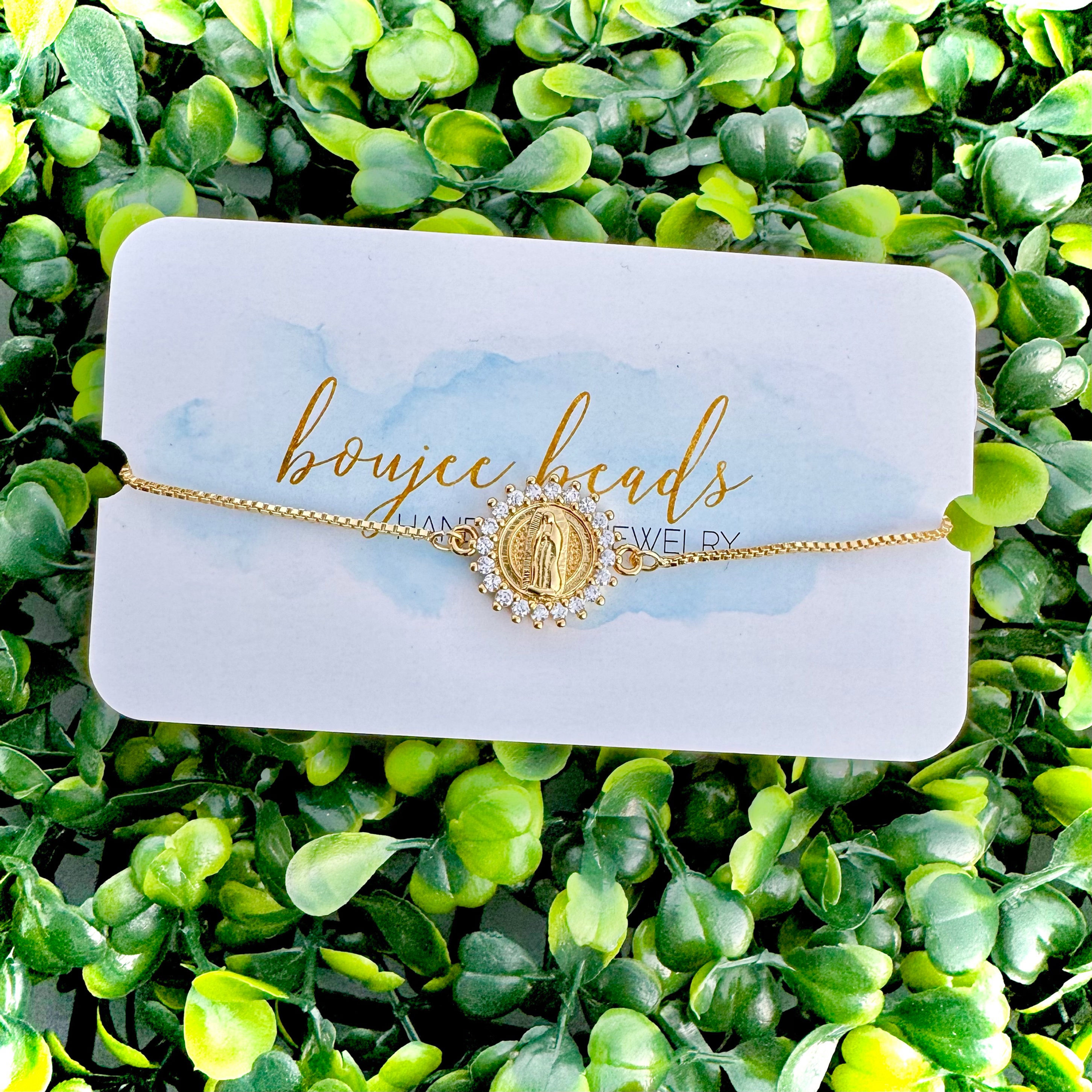 Golden Starburst Mary Adjustable Bracelet