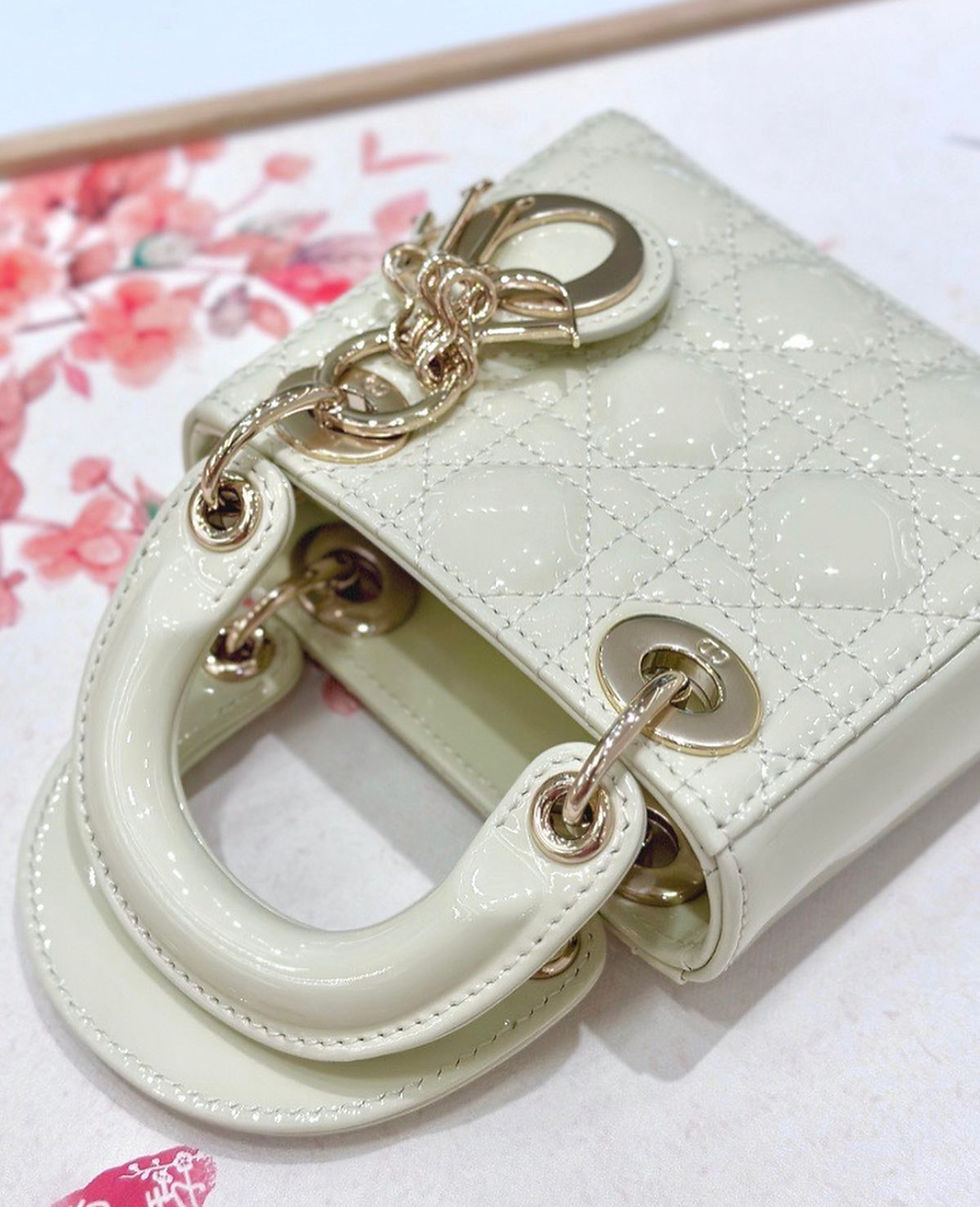 Hình thu nhỏ: Lady dior mini white calfskin