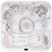 Deeper than average premium hot tub with lounge seat.