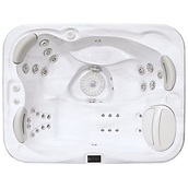 A low profile low maintenance luxury hot tub with a lounger.
