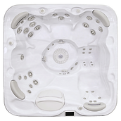 Deep seated premium hot tub with short lounger that is easy to care for.